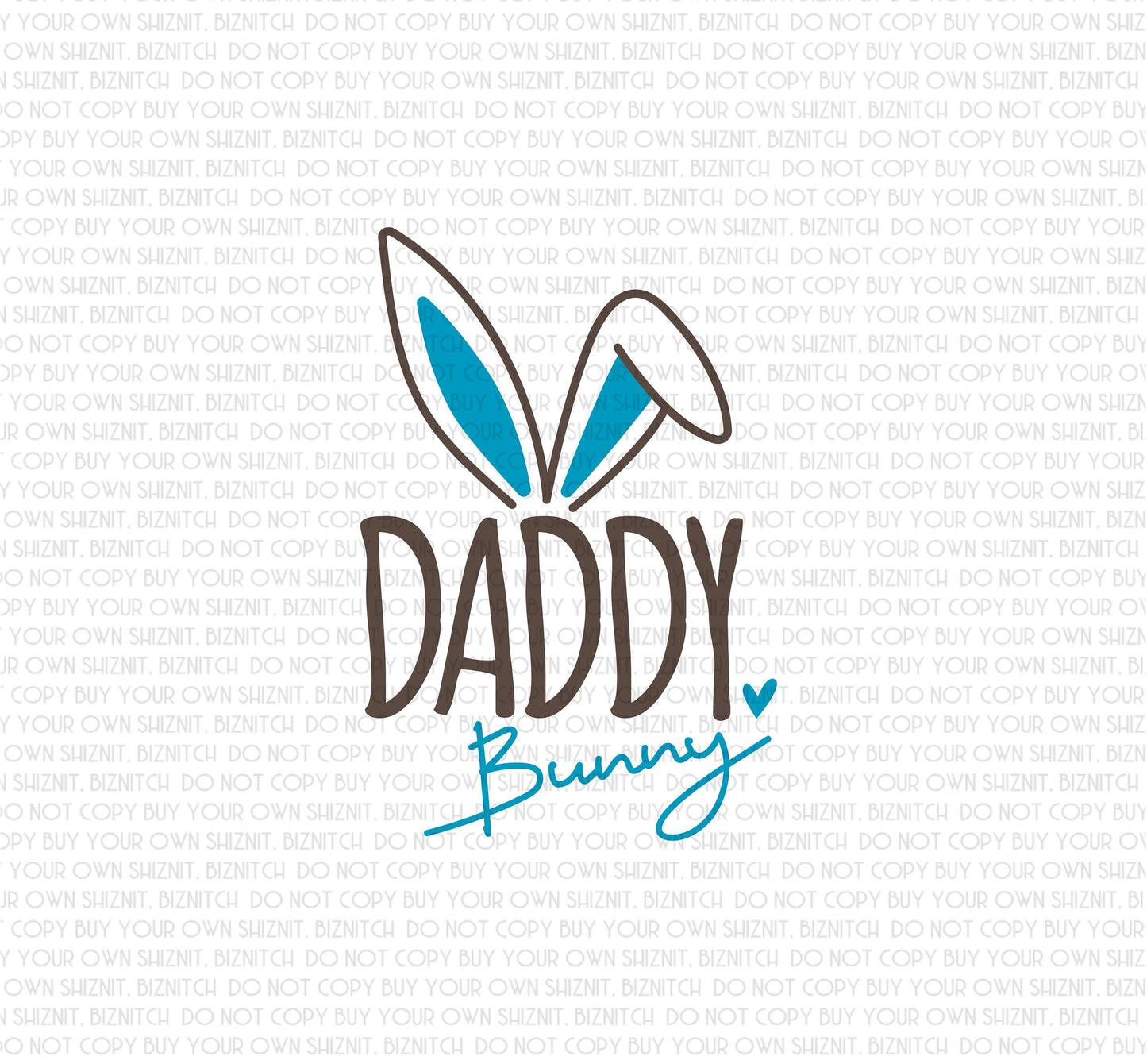 Daddy Bunny w/ Ears DTF (Direct to Film) Transfers, Easter DTF Transfer Ready to Press, 1-3 Day Ship