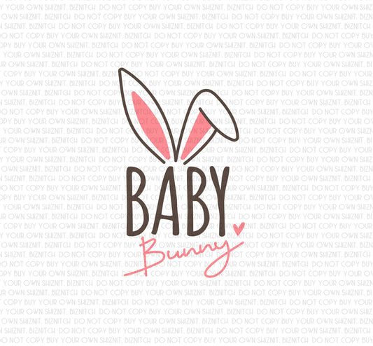 Baby Bunny w/ Ears DTF (Direct to Film) Transfers, Easter DTF Transfer Ready to Press, 1-3 Day Ship