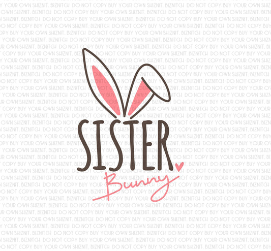 Sister Bunny w/ Ears DTF (Direct to Film) Transfers, Easter DTF Transfer Ready to Press, 1-3 Day Ship