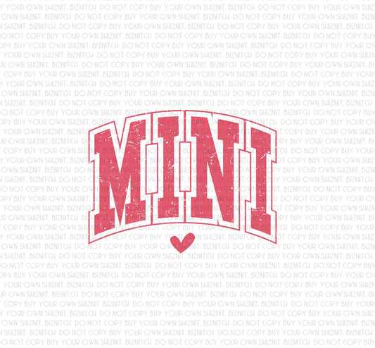 Mini w/ Heart DTF (Direct to Film) Transfers, Valentine's Day DTF Transfer Ready to Press, 1-3 Day Ship