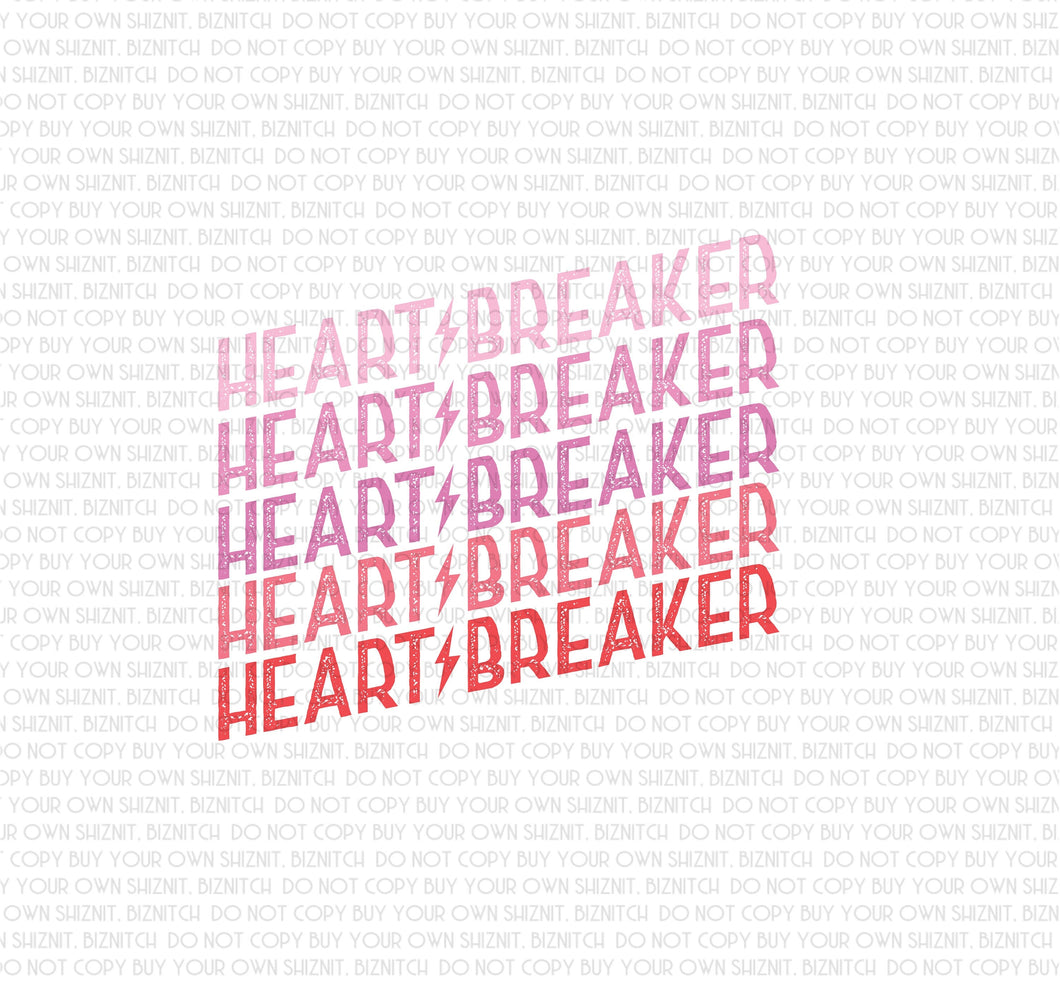 Heart Breaker DTF (Direct to Film) Transfers, Valentine's Day DTF Transfer Ready to Press, 1-3 Day Ship