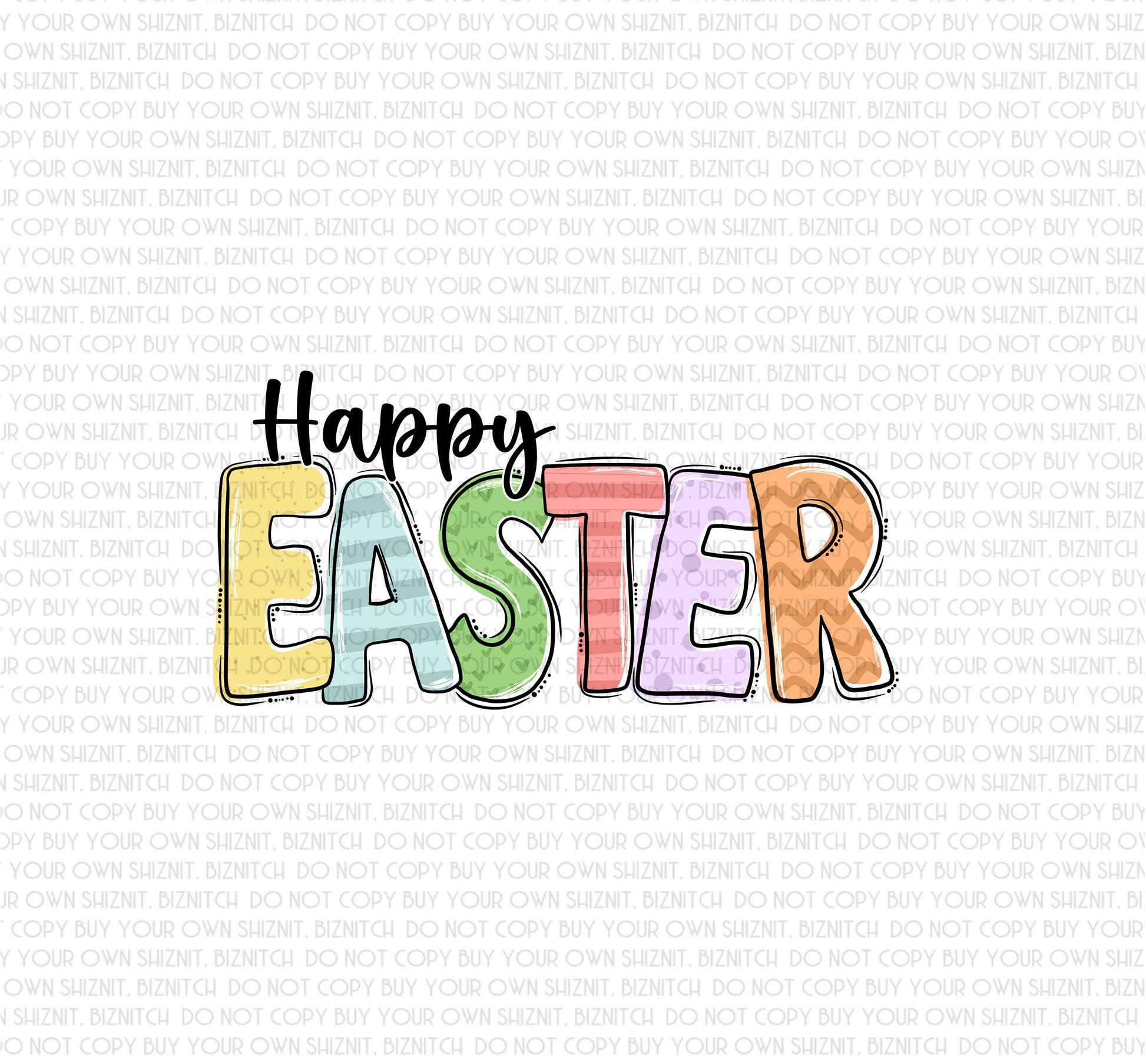 Happy Easter Colorful Letters DTF (Direct to Film) Transfers, Easter DTF Transfer Ready to Press, 1-3 Day Ship