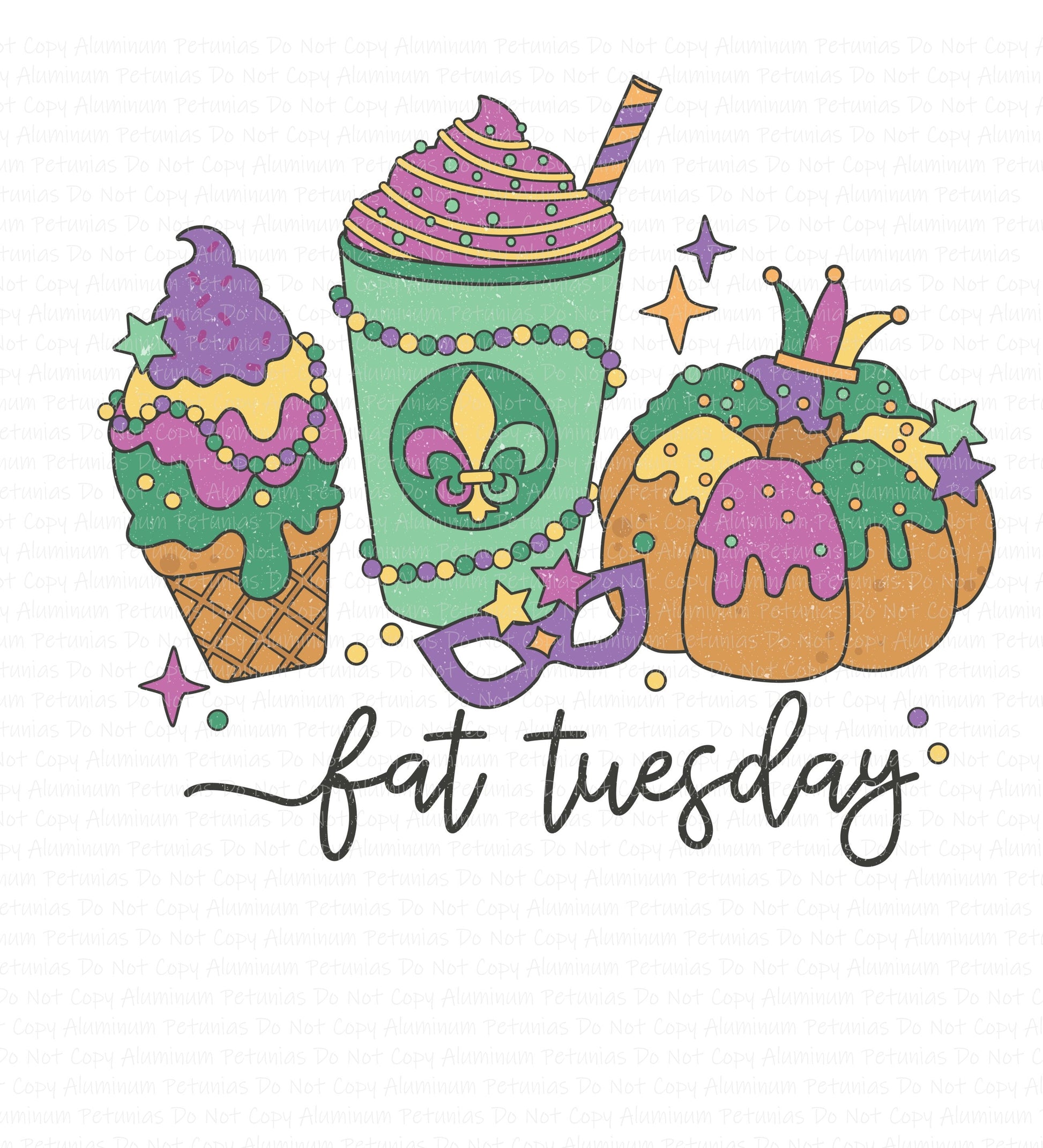 Fat Tuesday DTF (Direct to Film) Transfers, Mardi Gras DTF Transfer Ready to Press, 1-3 Day Ship