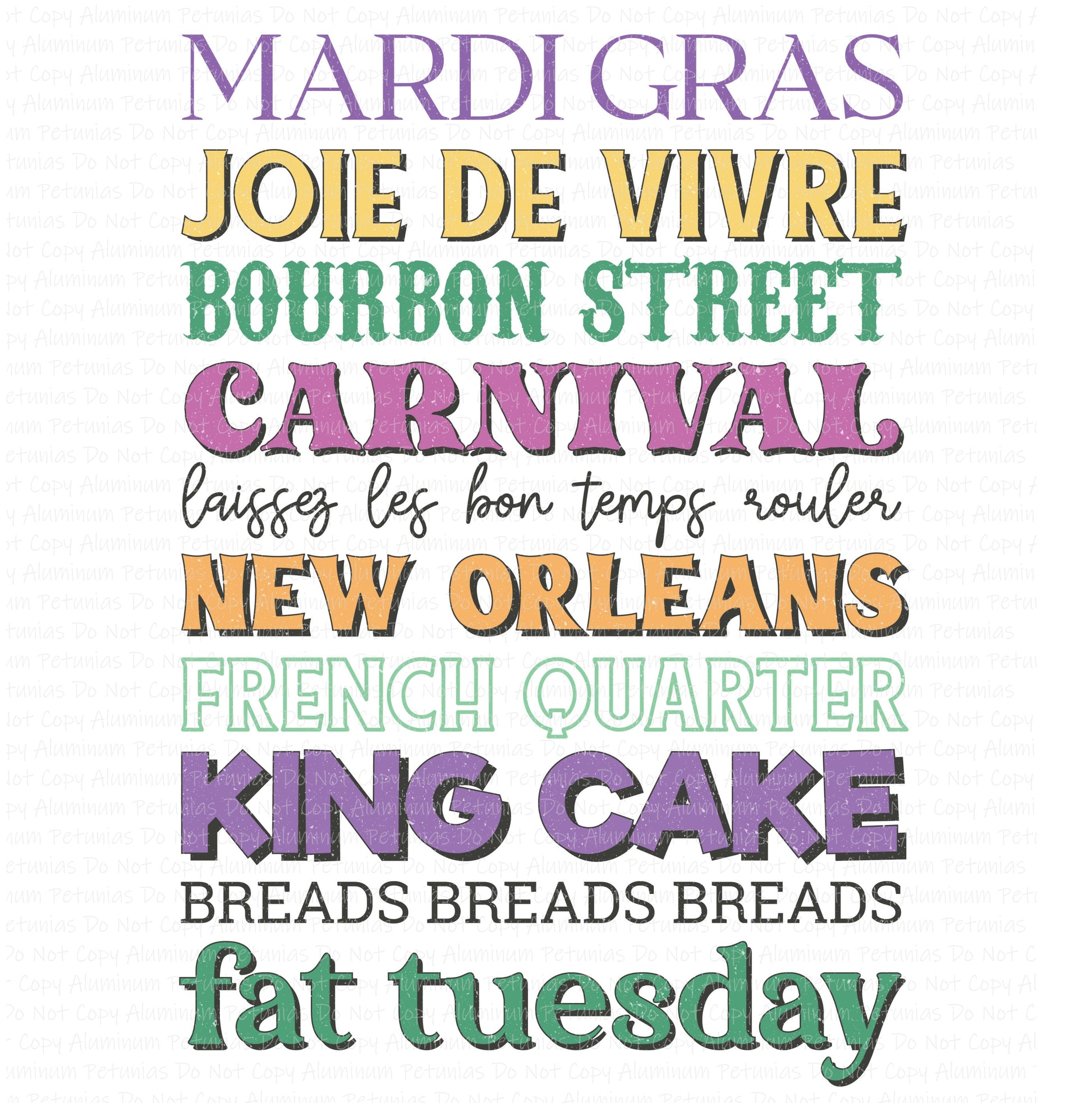 Mardi Gras Things DTF (Direct to Film) Transfers, Mardi Gras DTF Transfer Ready to Press, 1-3 Day Ship