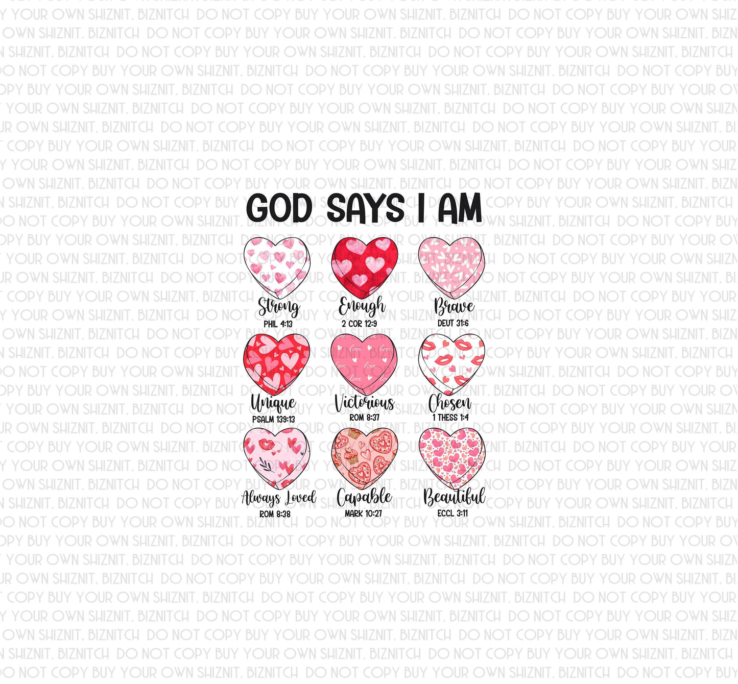 God Says... Valentine DTF (Direct to Film) Transfers, Valentine DTF Transfer Ready to Press, 1-3 Day Ship