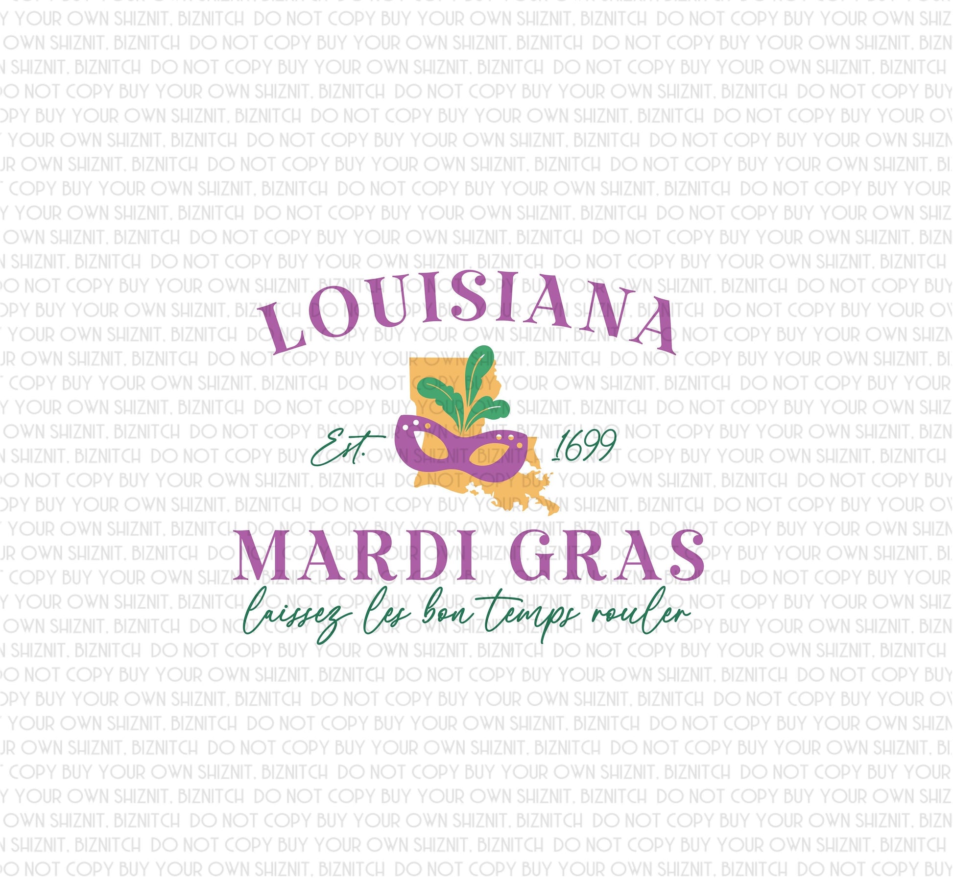 Mardi Gras Est. Club DTF (Direct to Film) Transfers, DTF Transfer Ready to Press, 1-3 Day Ship