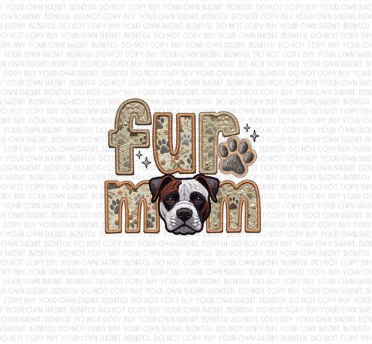 White Brown Pitbull Faux Embroidered Dog Breed DTF (Direct to Film) Transfers, Approved Vendor for Three Girls Grace