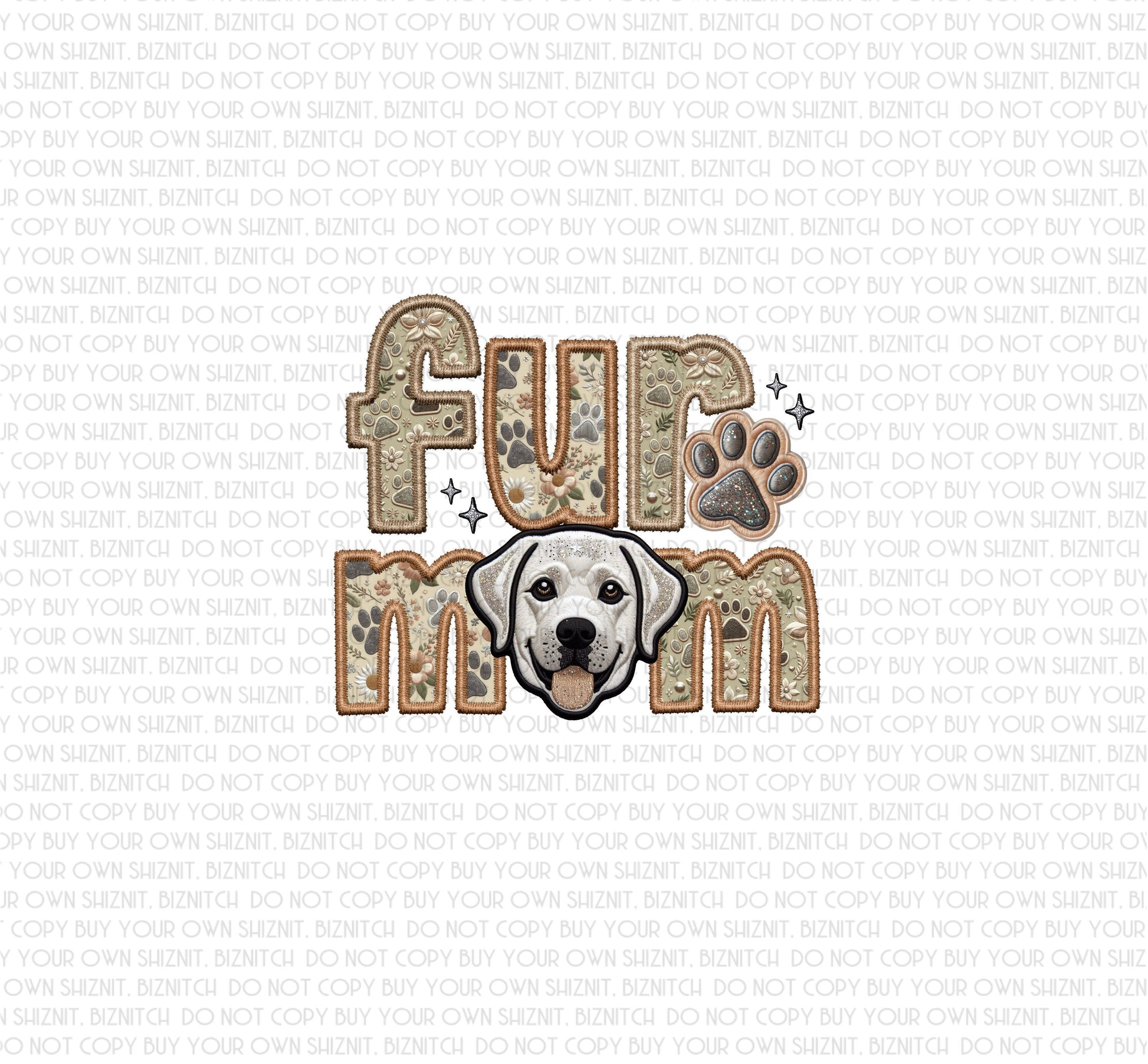 White Lab Embroidered Dog Breed DTF (Direct to Film) Transfers, Approved Vendor for Three Girls Grace