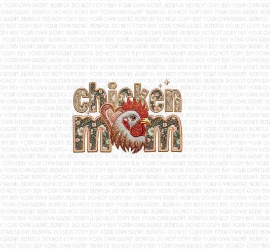 Chicken Mom Embroidered Farm DTF (Direct to Film) Transfers, Approved Vendor for Three Girls Grace