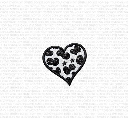 Cow Print Heart Faux Embroider DTF (Direct to Film) Transfers, Valentine DTF Transfer Ready to Press