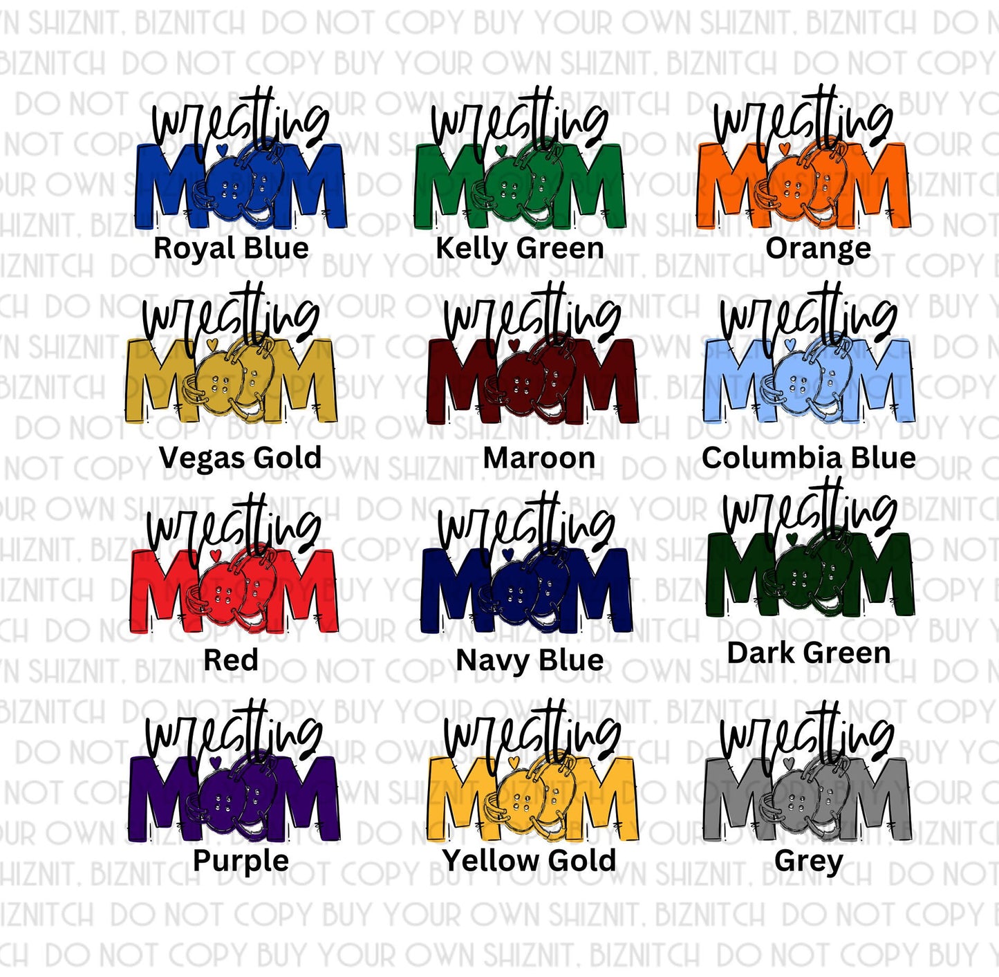 Wrestling Mom (Multiple Colors Avail.) DTF (Direct to Film) Transfers, Sports DTF Transfer Ready to Press, 3-5 Day Ship