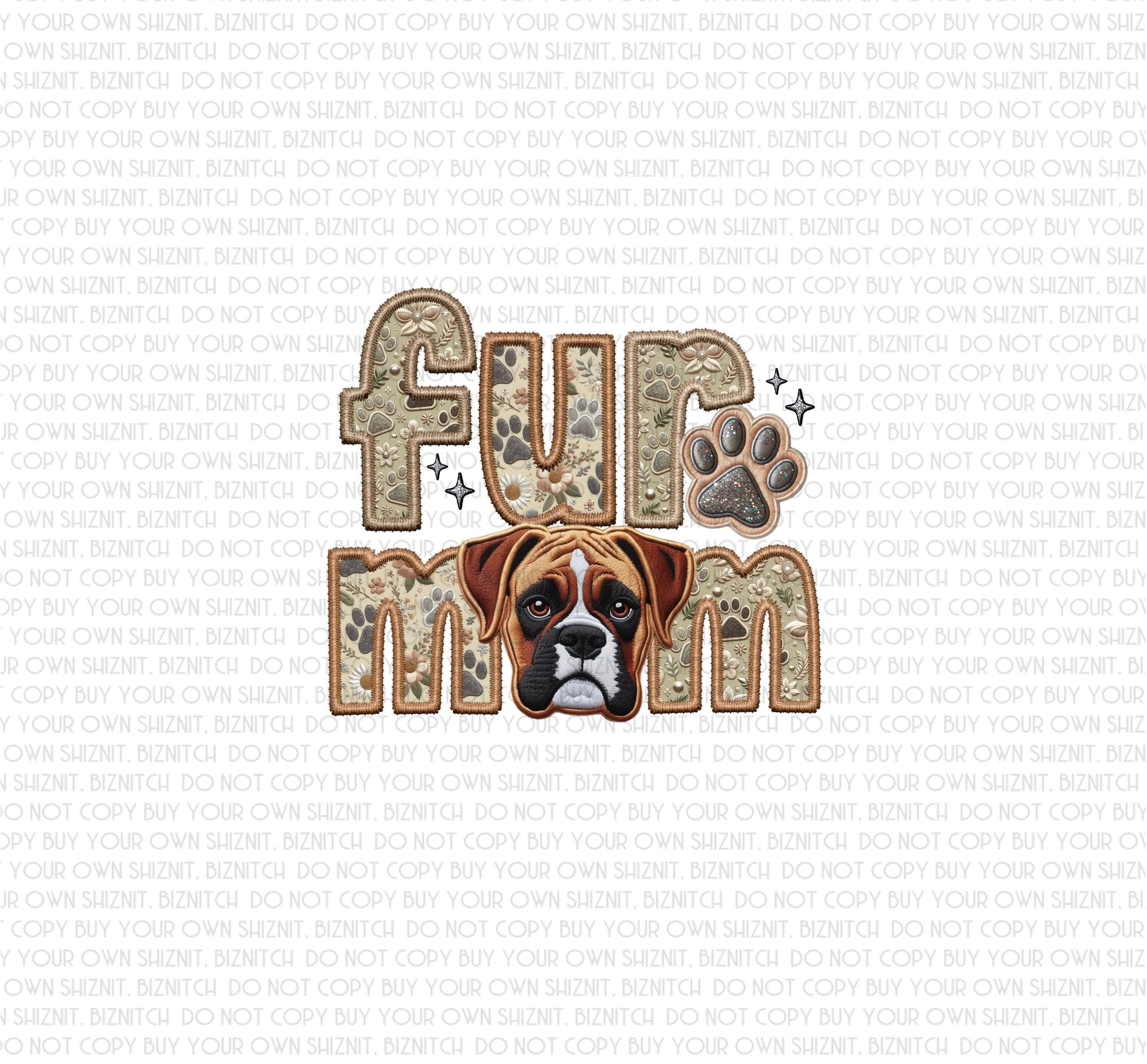 Tan Boxer Embroidered Dog Breed DTF (Direct to Film) Transfers, Approved Vendor for Three Girls Grace