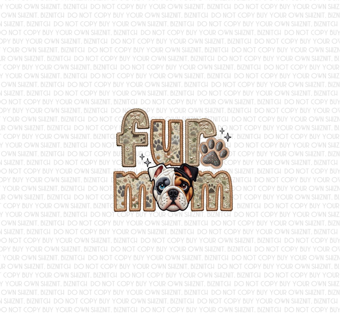 Tri Blend Bulldog Embroidered Dog Breed DTF (Direct to Film) Transfers, Approved Vendor for Three Girls Grace