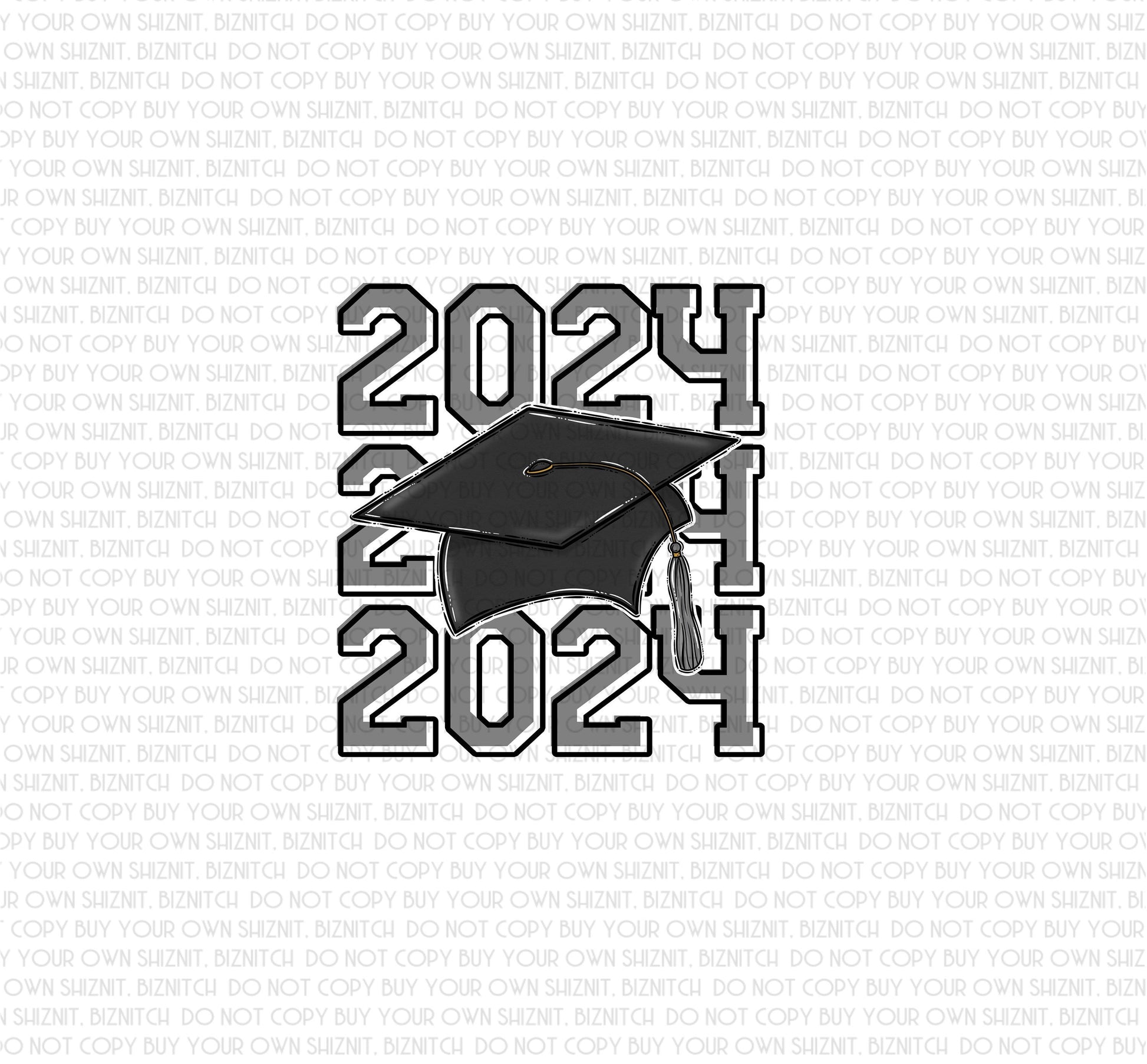 2024 Grad (Multiple Colors Avail.) DTF (Direct to Film) Transfers, Graduation DTF Transfer Ready to Press, 3-5 Day Ship