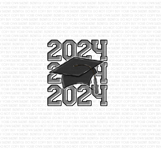 2024 Grad (Multiple Colors Avail.) DTF (Direct to Film) Transfers, Graduation DTF Transfer Ready to Press, 3-5 Day Ship