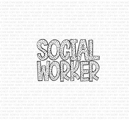 Social Worker DTF (Direct to Film) Transfers, Doodle Loo Occupations DTF Transfer Ready to Press, 3-5 Day Ship