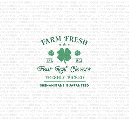 Farm Fresh Clovers DTF (Direct to Film) Transfers, St. Patrick's Day DTF Transfer Ready to Press