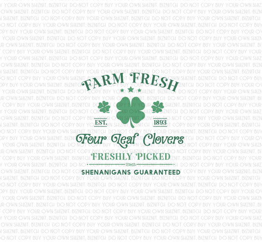 Farm Fresh Clovers DTF (Direct to Film) Transfers, St. Patrick's Day DTF Transfer Ready to Press