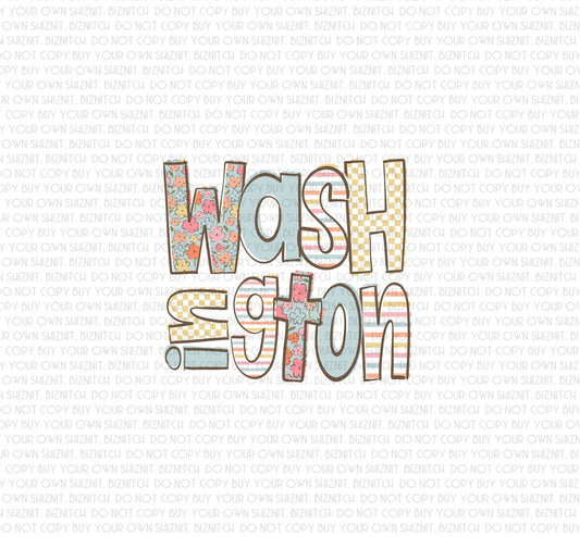 Patterned Washington DTF (Direct to Film) Transfers, Doodle Loo States DTF Transfer Ready to Press, 3-5 Day Ship