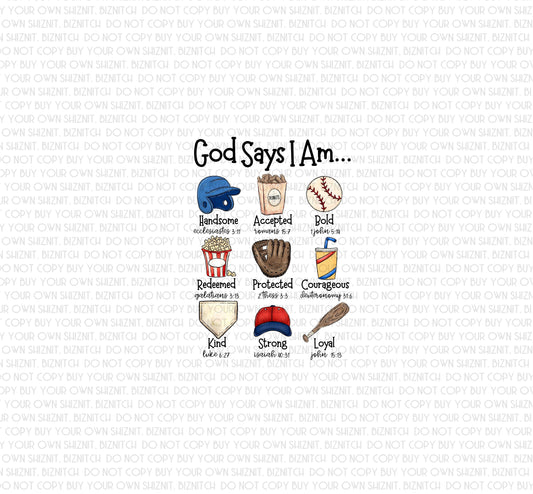 God Says.. Baseball DTF (Direct to Film) Transfers, DTF Transfer Ready to Press, 3-5 Day Ship