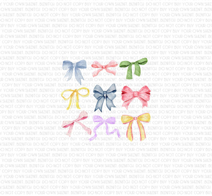 Multi Colored Bows DTF (Direct to Film) Transfers, Coquette DTF Transfer Ready to Press, 1-3 Day Ship