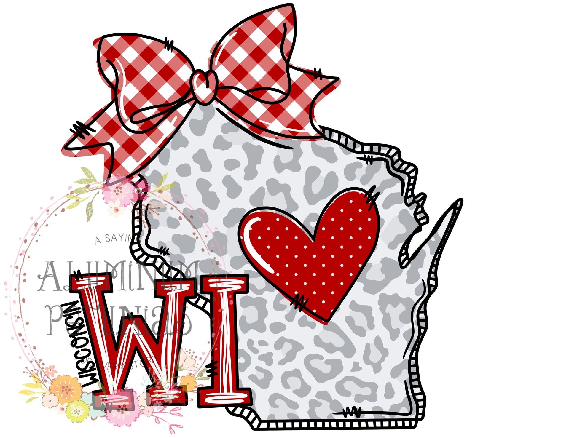 Wisconsin Doodle Leopard State DTF (Direct to Film) Transfers, Doodle States DTF Transfer Ready to Press, Badgers