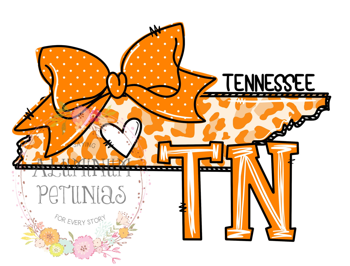 Tennessee Doodle Leopard State DTF (Direct to Film) Transfers, Doodle States DTF Transfer Ready to Press, Volunteers