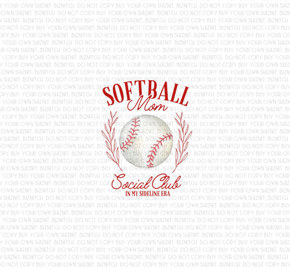 Softball Mom Social DTF (Direct to Film) Transfers, Sports DTF Transfer Ready to Press