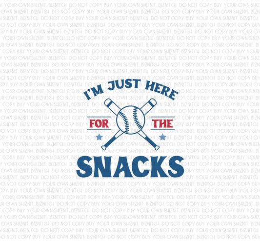Here for the Snacks Baseball DTF (Direct to Film) Transfers, Sports DTF Transfer Ready to Press