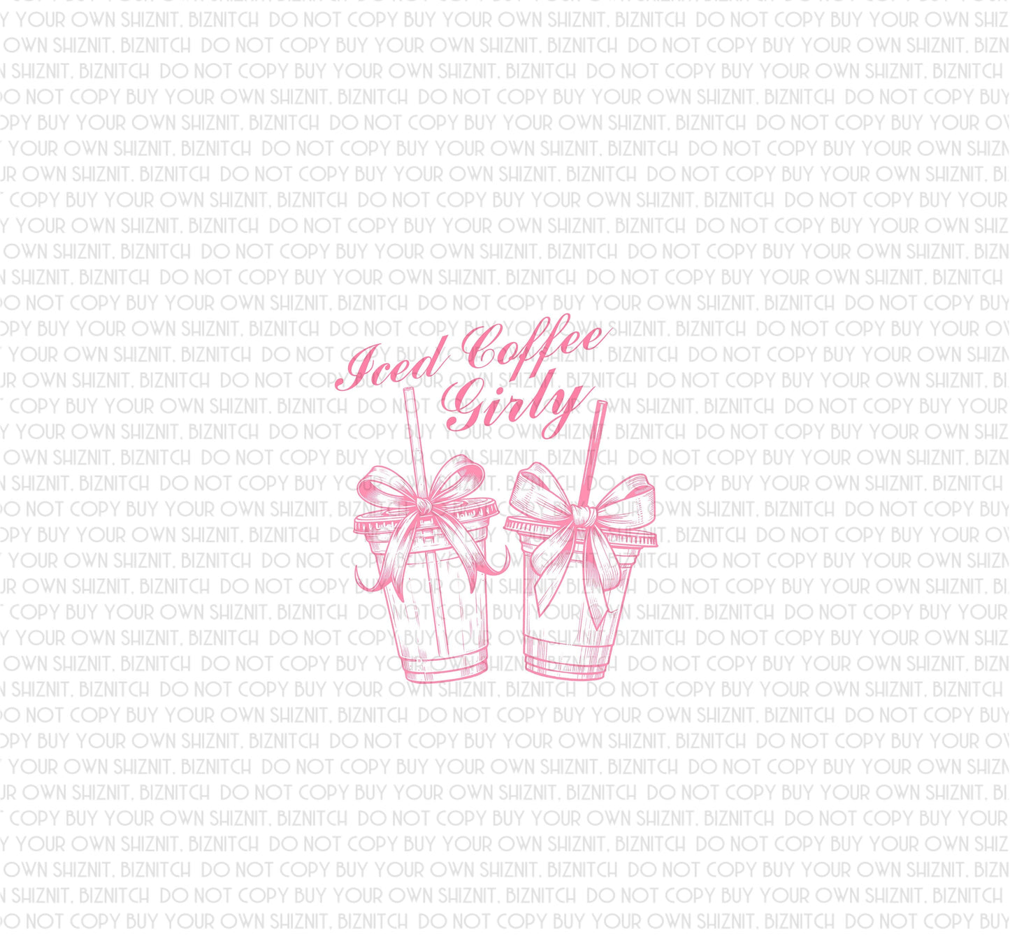 Iced Coffee Girly DTF (Direct to Film) Transfers, Coquette DTF Transfer Ready to Press, 1-3 Day Ship