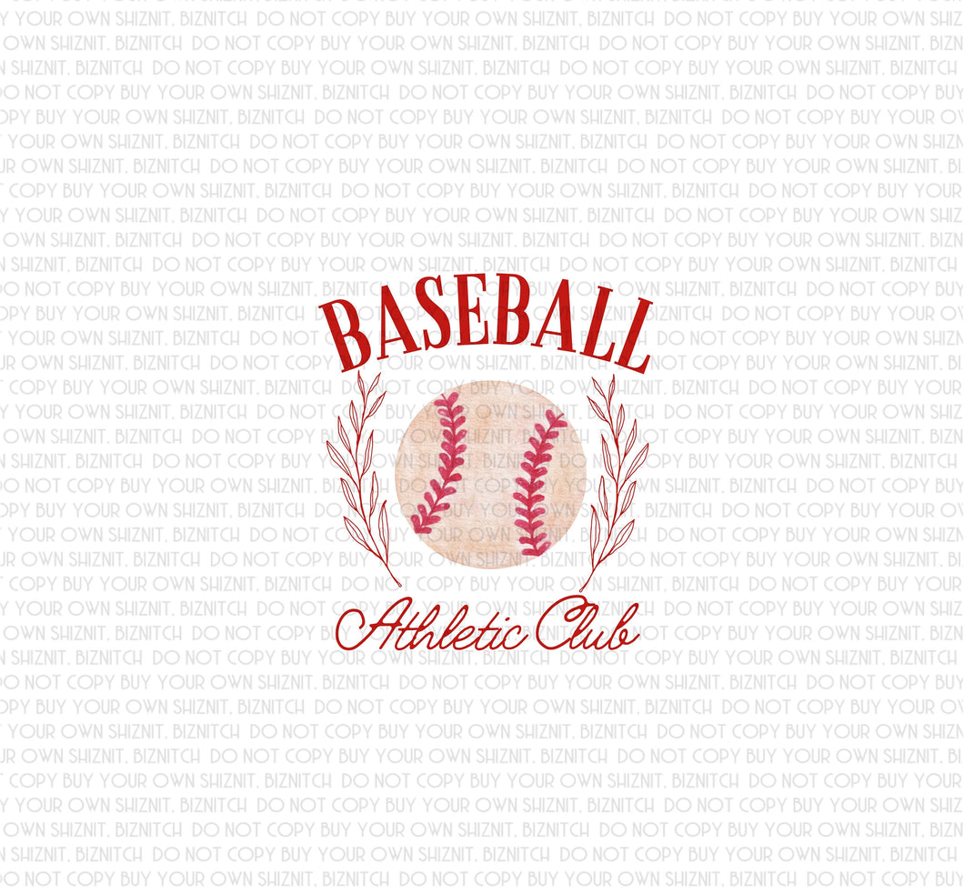 Baseball Athletic Club DTF (Direct to Film) Transfers, Sports DTF Transfer Ready to Press